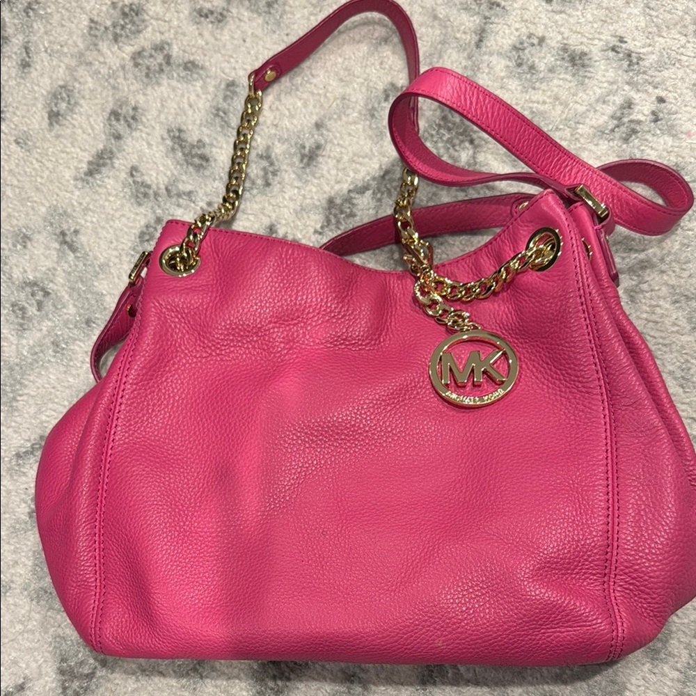 Michael Kors Pink and Gold Shoulder Bag with Chain Details